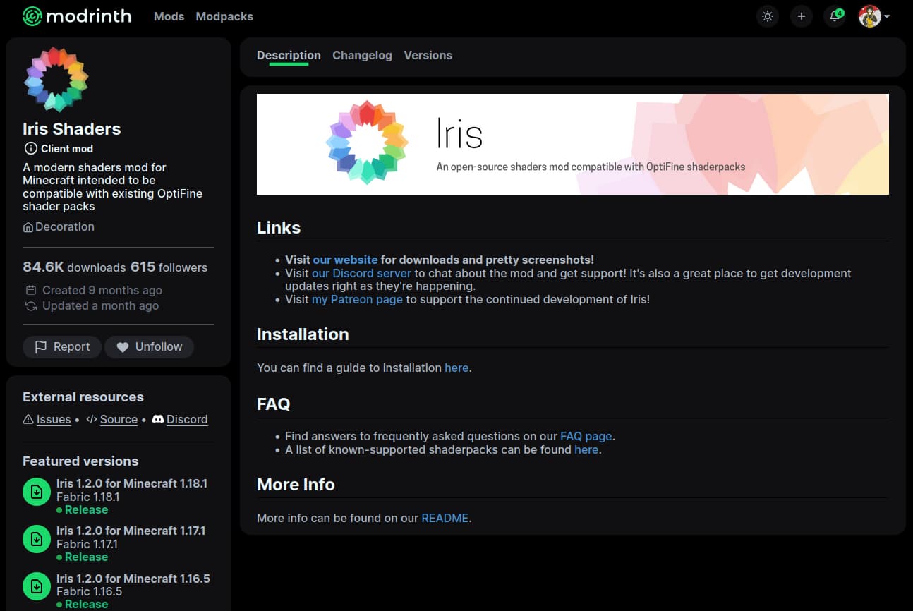 The new page design, shown for Iris